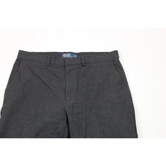 Vintage 90s Ralph Lauren Mens 34x32 Wool Blend Houndstooth Wide Leg Chino Pants